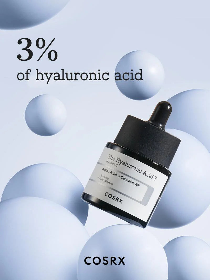 COSRX The Hyaluronic Acid 3 Serum — hyaluronic acid drenches skin in moisture