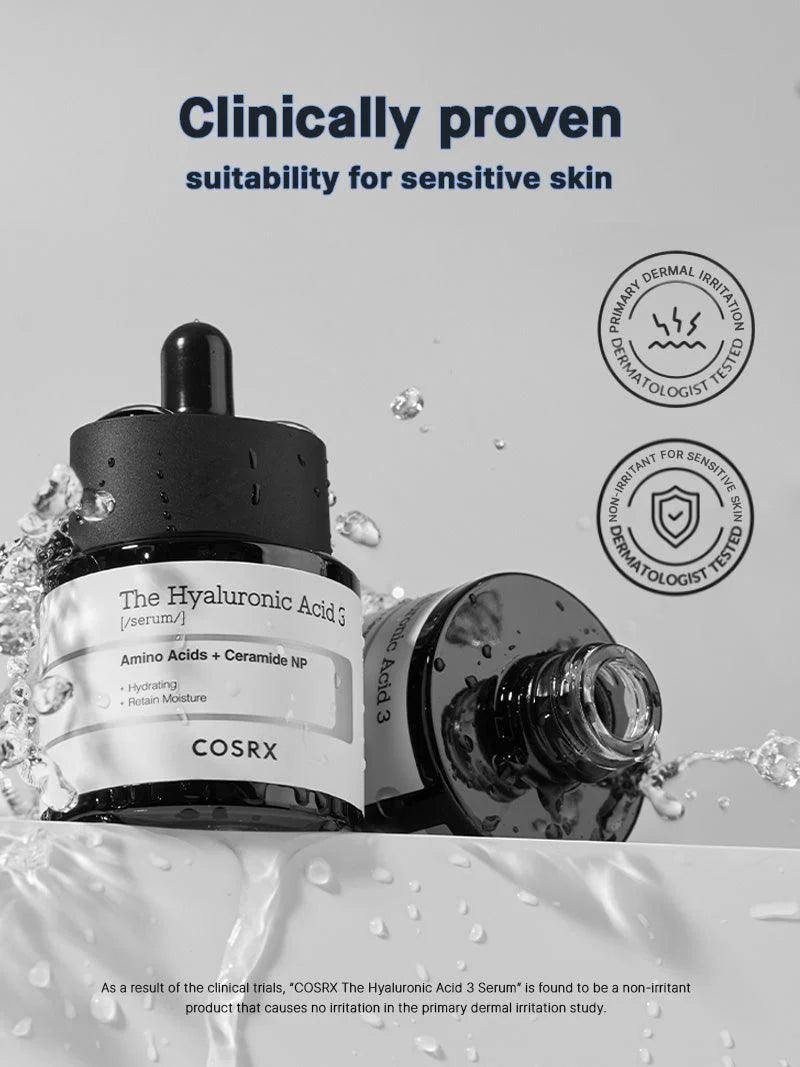 COSRX The Hyaluronic Acid 3 Serum — plumps skin for a smooth, dewy finish