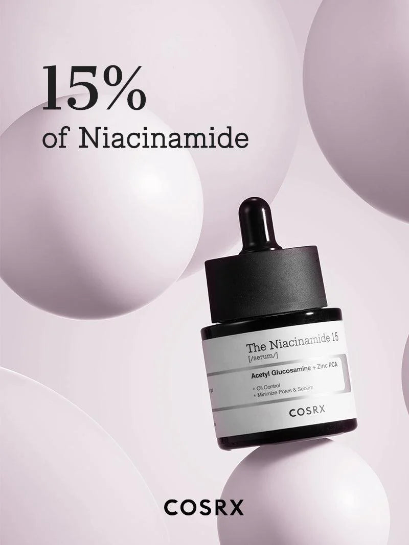COSRX The Niacinamide 15 Serum — niacinamide helps control excess sebum and shine