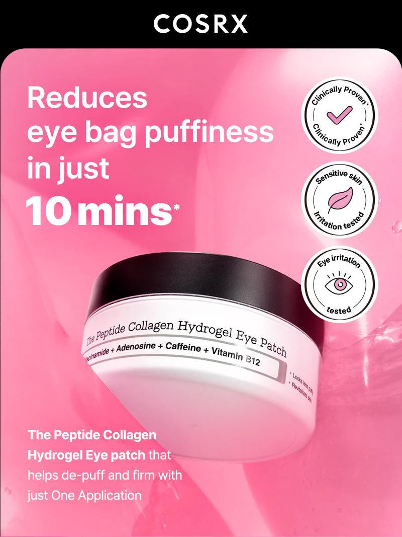 COSRX The Peptide Collagen Hydrogel Eye Patch — peptides and collagen firm the under-eye area