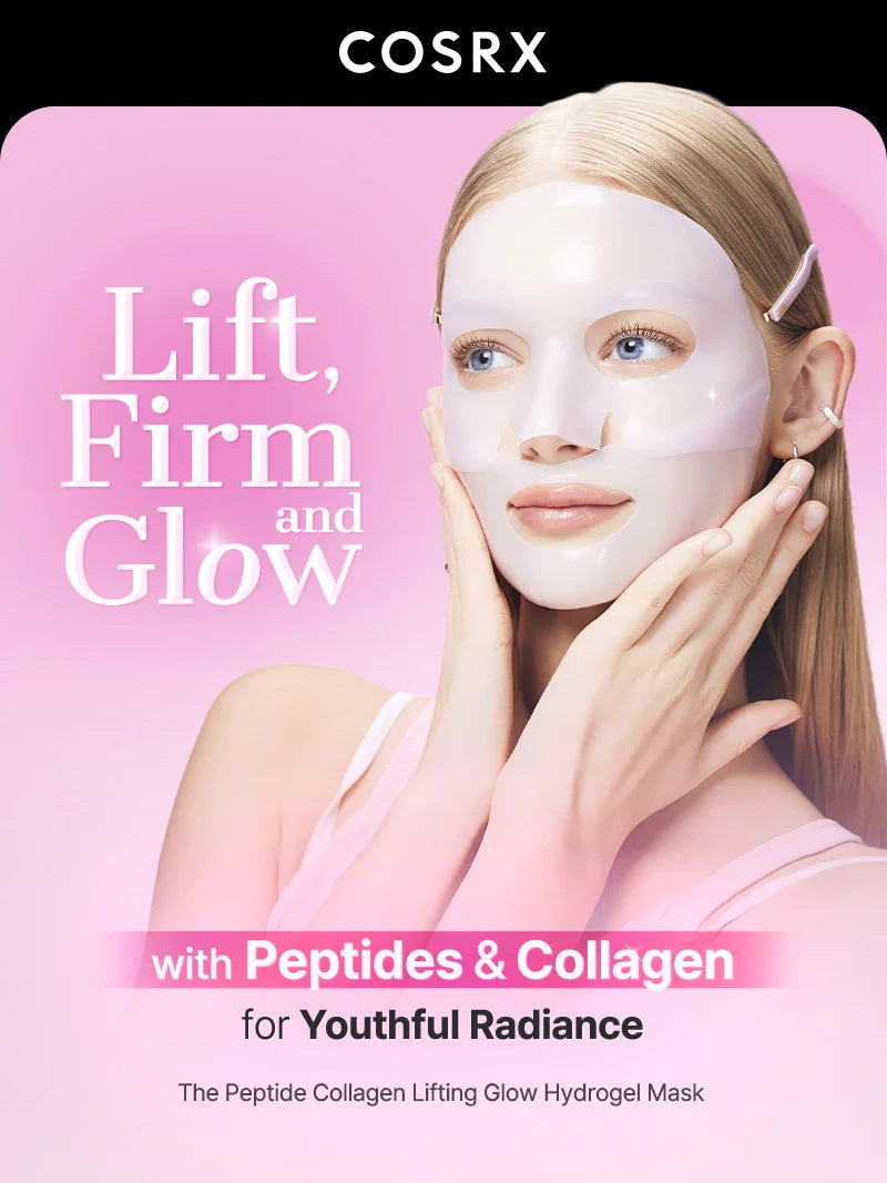 COSRX The Peptide Collagen Lifting Glow Hydrogel Mask — peptides and collagen firm and lift skin