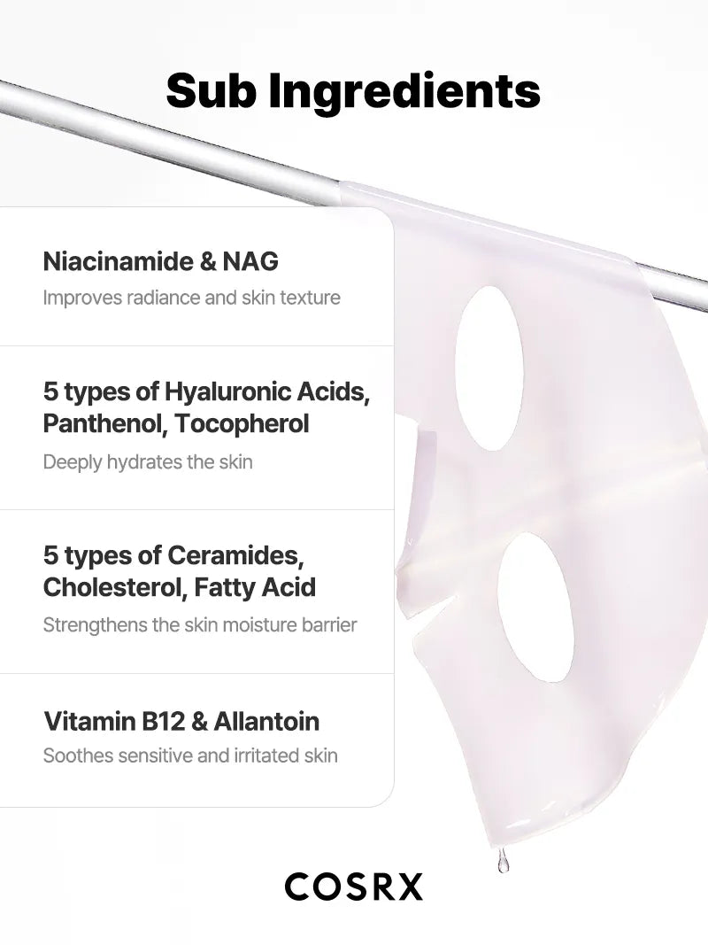 COSRX The Peptide Collagen Lifting Glow Hydrogel Mask — soothes and comforts tired skin