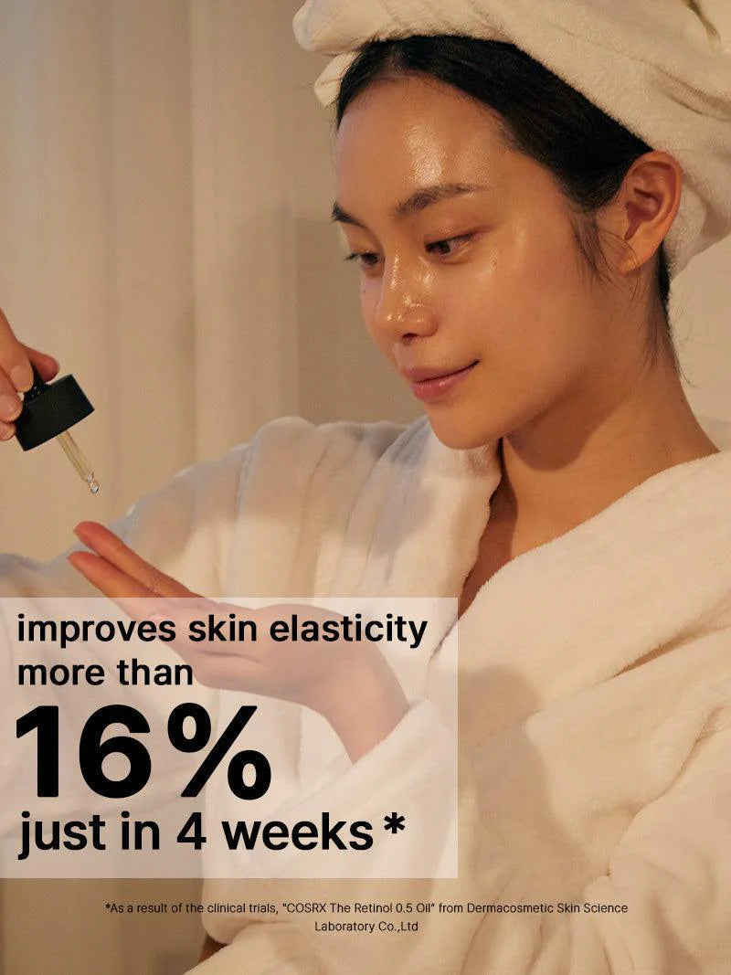 COSRX The Retinol 0.5 Oil — oil base nourishes while it renews skin