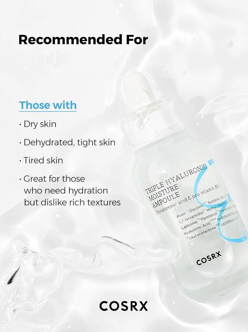 COSRX Triple Hyaluronic Moisture Ampoule — helps maintain a healthy moisture barrier