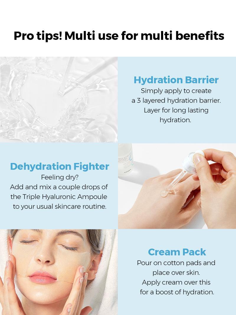 COSRX Triple Hyaluronic Moisture Ampoule — lightweight ampoule absorbs quickly