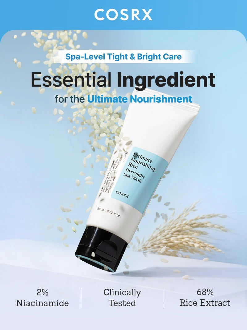 COSRX Ultimate Nourishing Rice Overnight Mask — rice extract brightens for a radiant glow