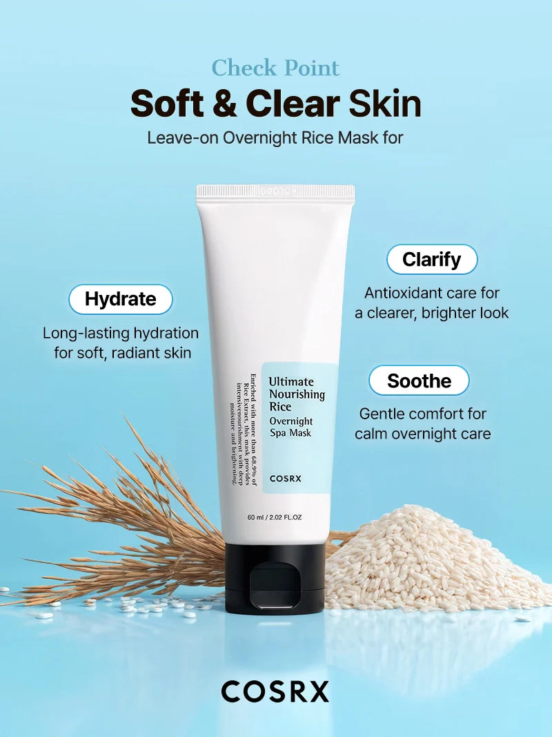 COSRX Ultimate Nourishing Rice Overnight Mask — works while you sleep for refreshed morning skin