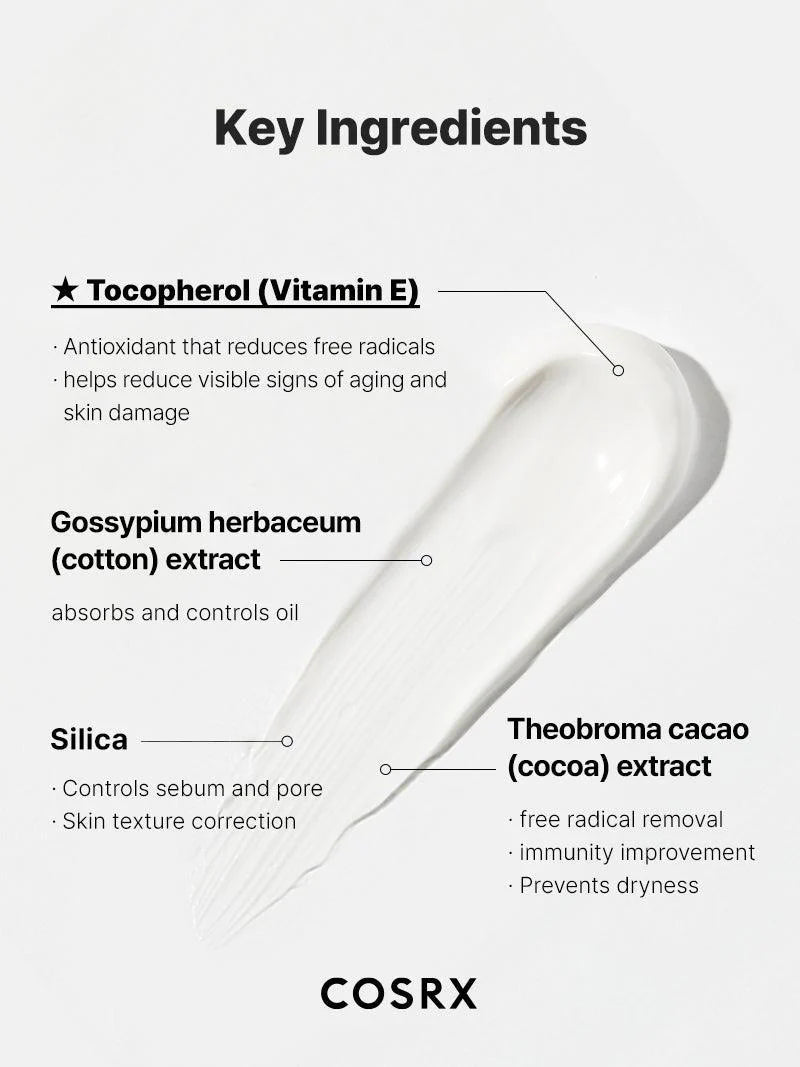 COSRX Vitamin E Vitalizing Sunscreen SPF50+ — vitamin E nourishes and protects the skin