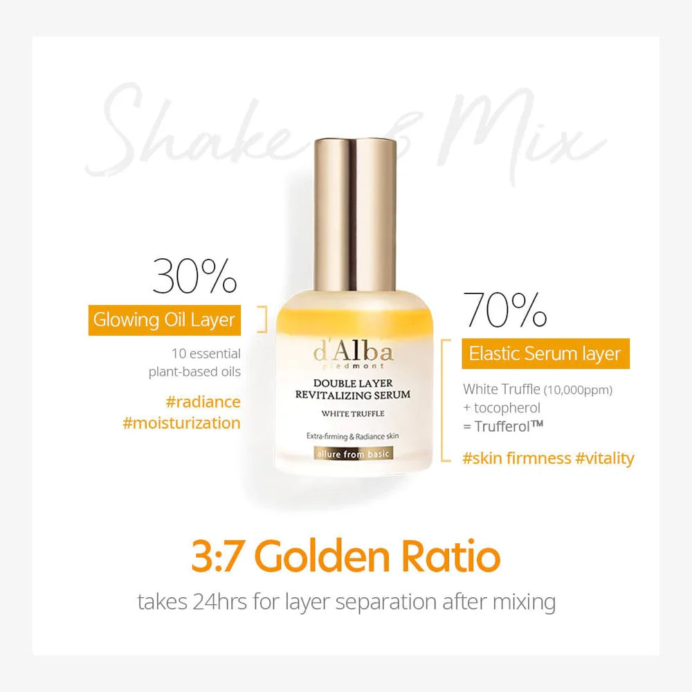 d'Alba Piedmont White Truffle Double Layer Revitalizing Serum — revitalized glowing skin