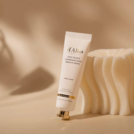 d'Alba White Truffle Nourishing Hand Serum in Cream — soft nourished hands