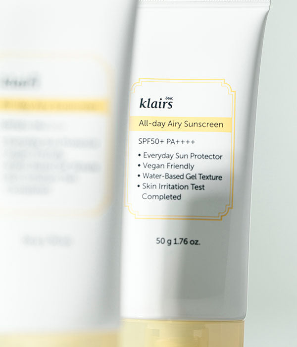 Dear Klairs All Day Airy Sunscreen — airy finish with no white cast