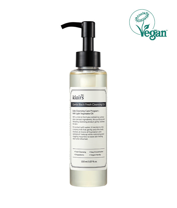 Dear Klairs Gentle Black Fresh Cleansing Oil — melts away makeup, sunscreen and impurities