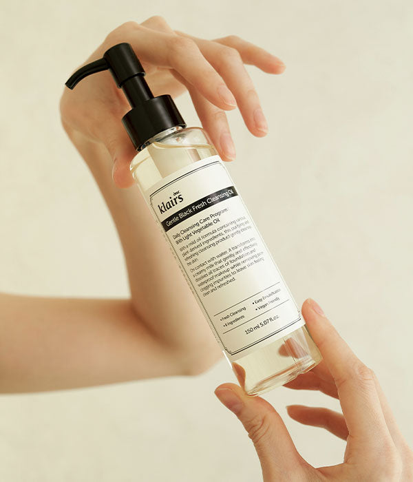Dear Klairs Gentle Black Fresh Cleansing Oil — rinses clean without a greasy residue
