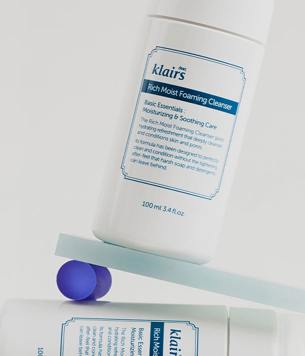 Dear Klairs Rich Moist Foaming Cleanser — gently cleanses without stripping skin