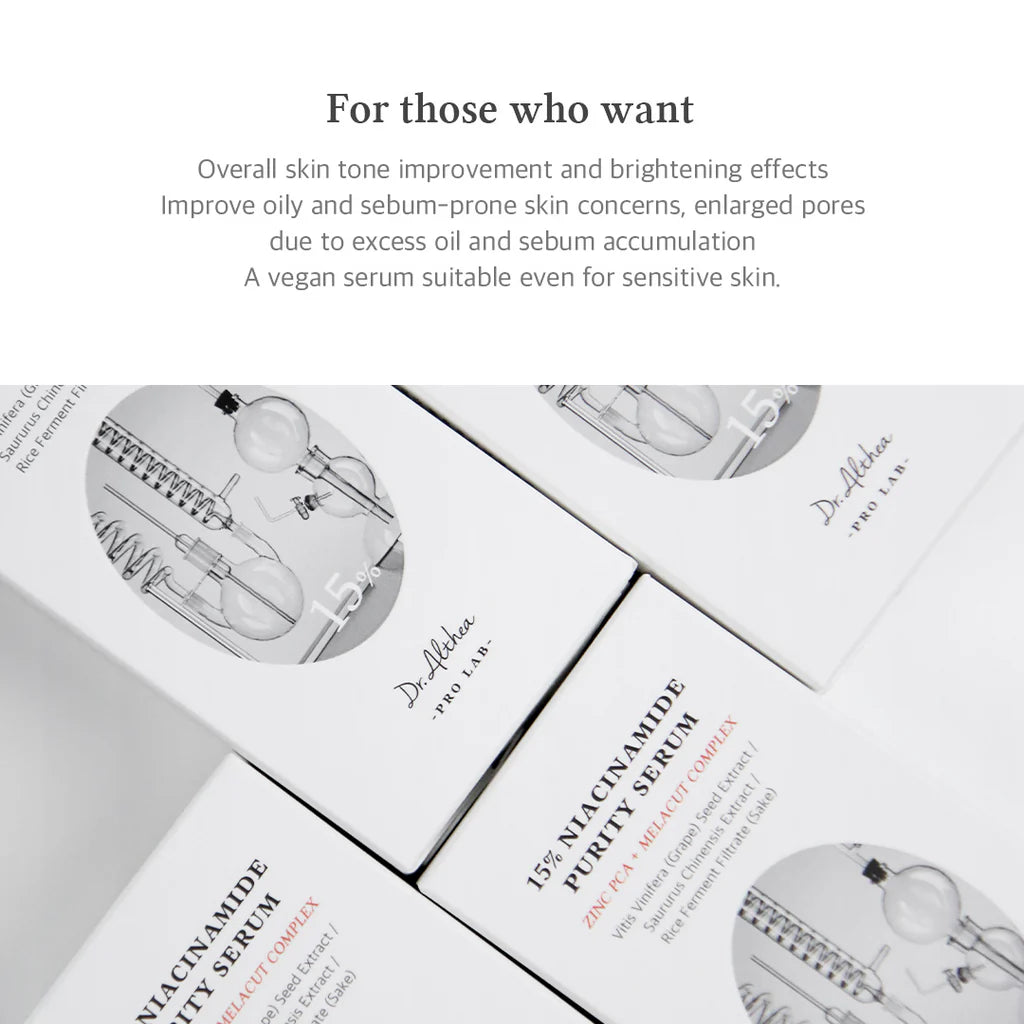 Dr. Althea 15% Niacinamide Purity Serum — key purifying ingredients