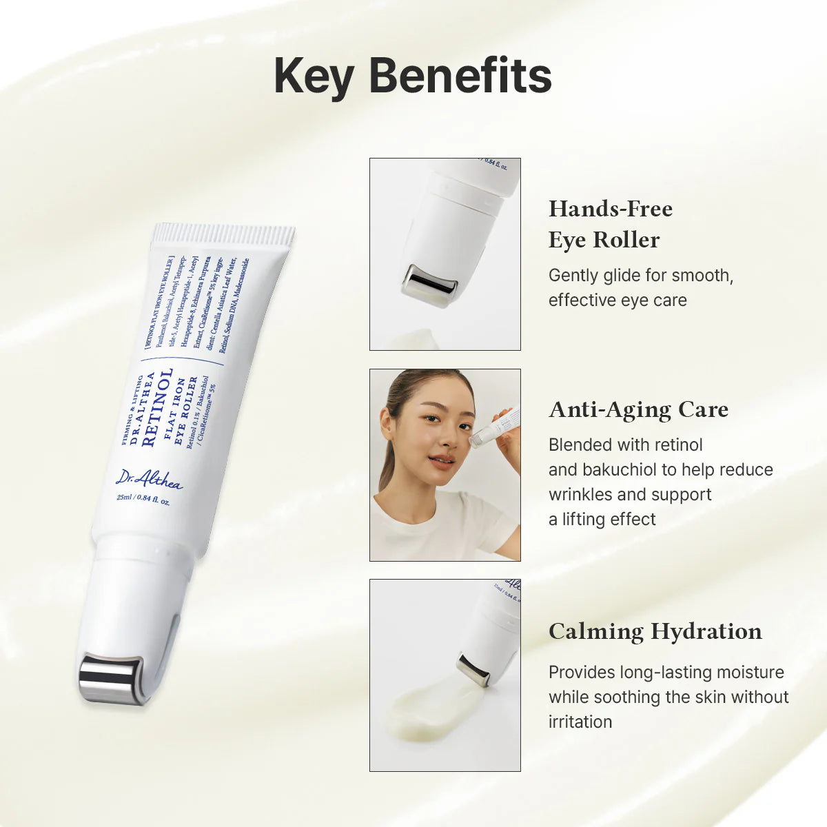 Dr. Althea Retinol Flat Iron Eye Roller — smooths the look of fine lines