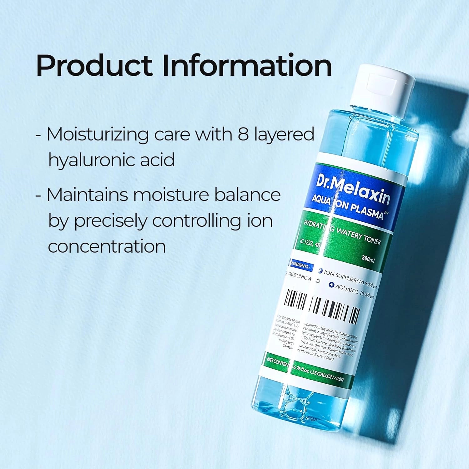 Dr.Melaxin Aqua Ion Plasma Watery Toner — hyaluronic acid complex