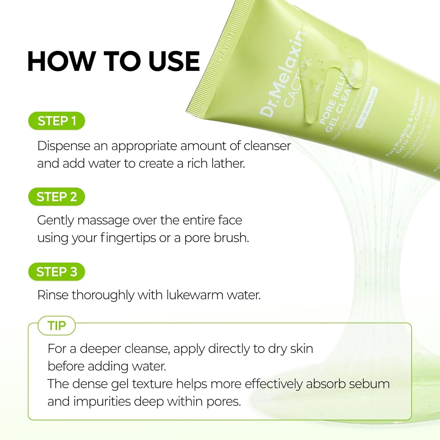 Dr.Melaxin Cactox Pore Relief Gel Cleanser — 120ml full size