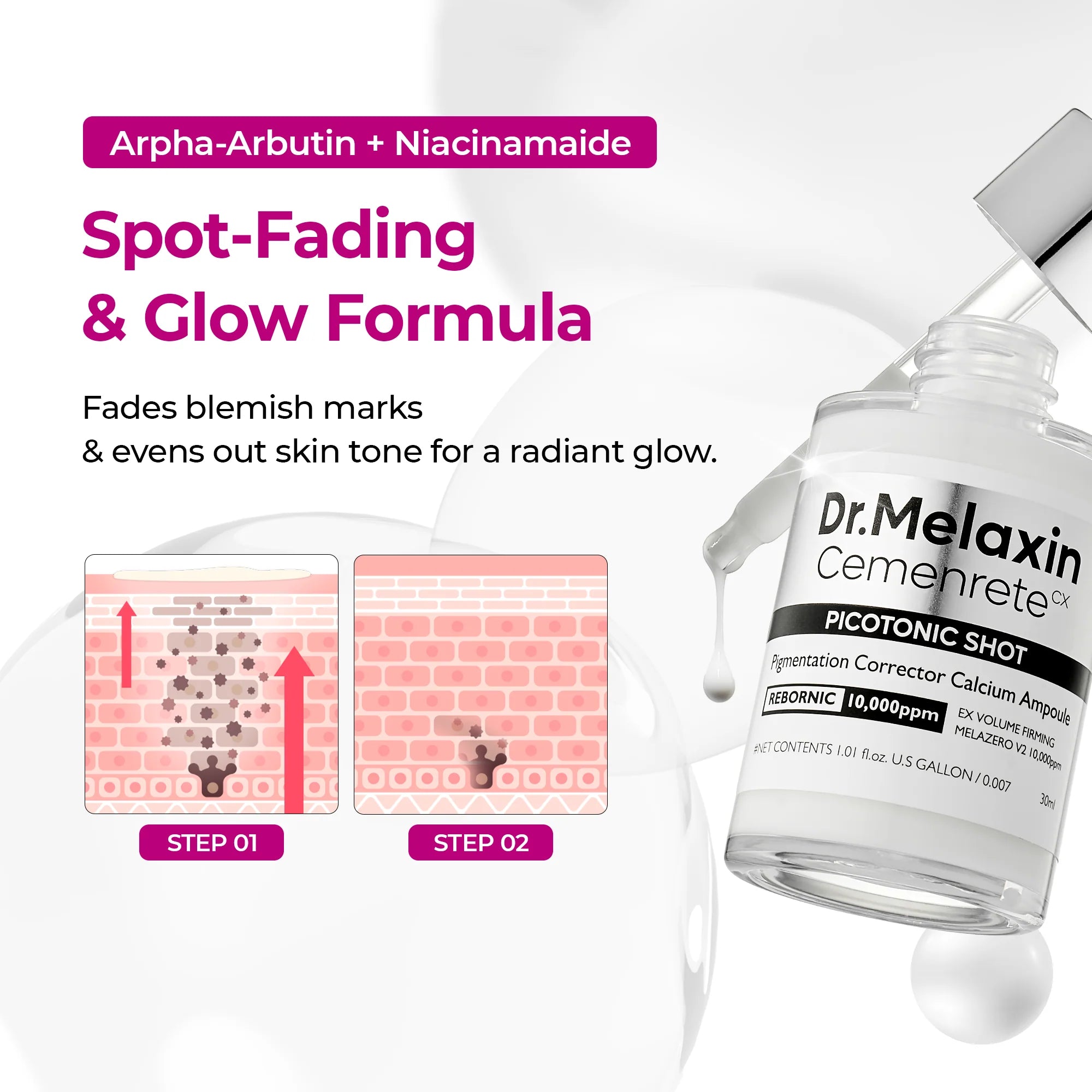 Dr.Melaxin Cemenrete Picotonic Shot Pigmentation Serum — application