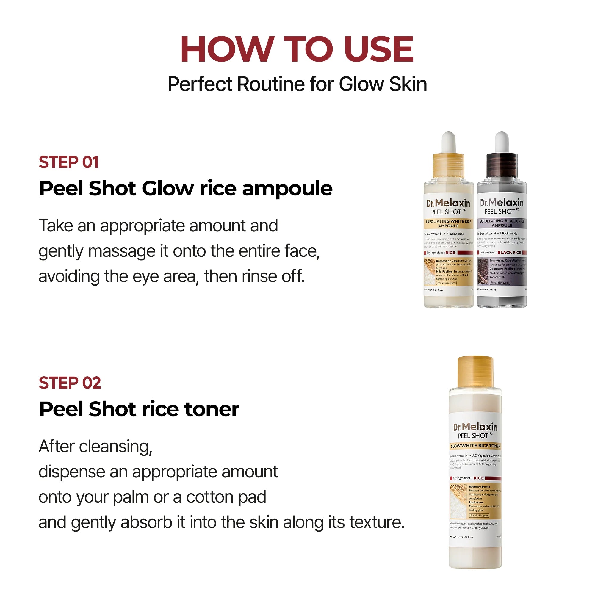 Dr.Melaxin Peel Shot Glow White Rice Toner — hydrating prep