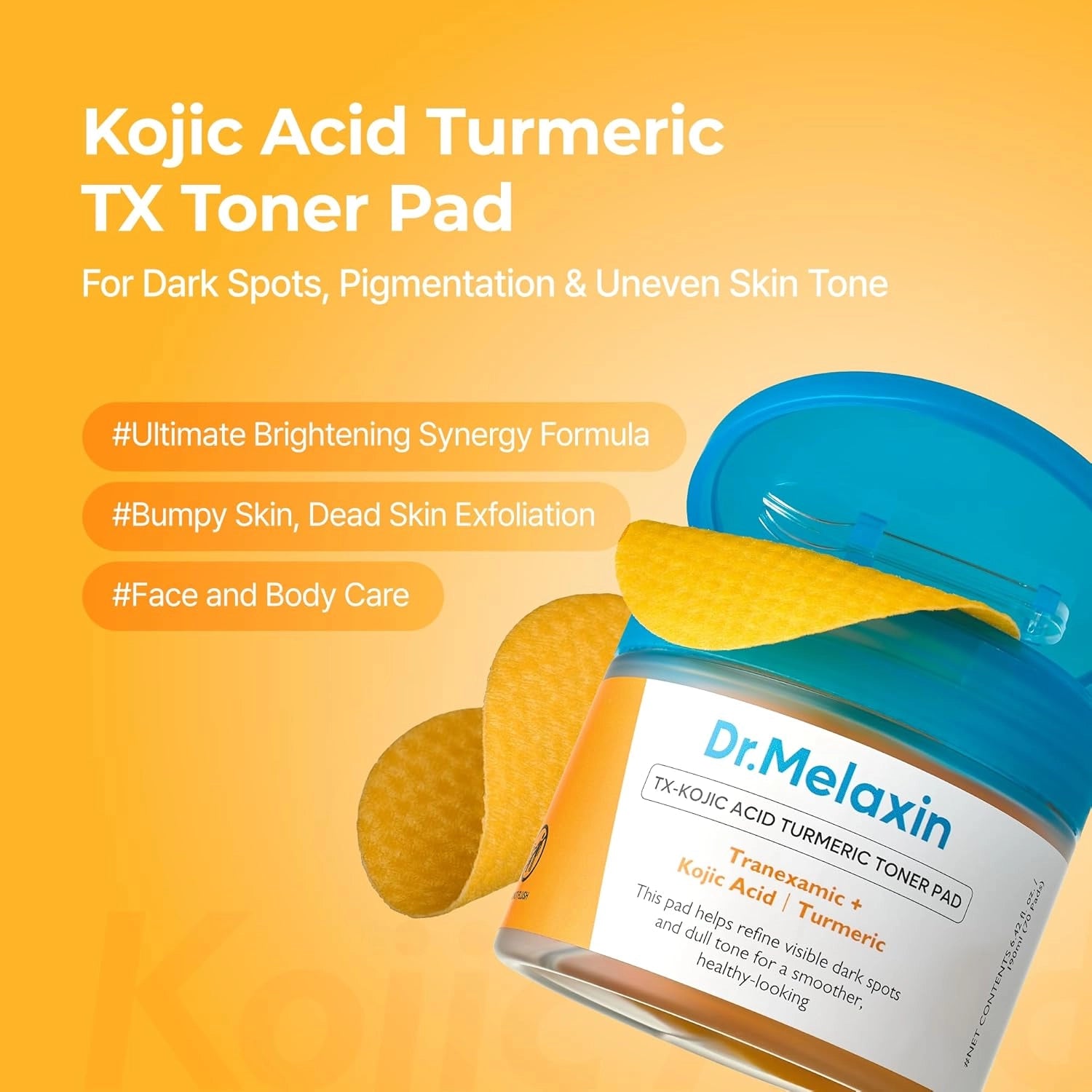 Dr.Melaxin TX Kojic Acid Turmeric Toner Pad — soaked pad texture