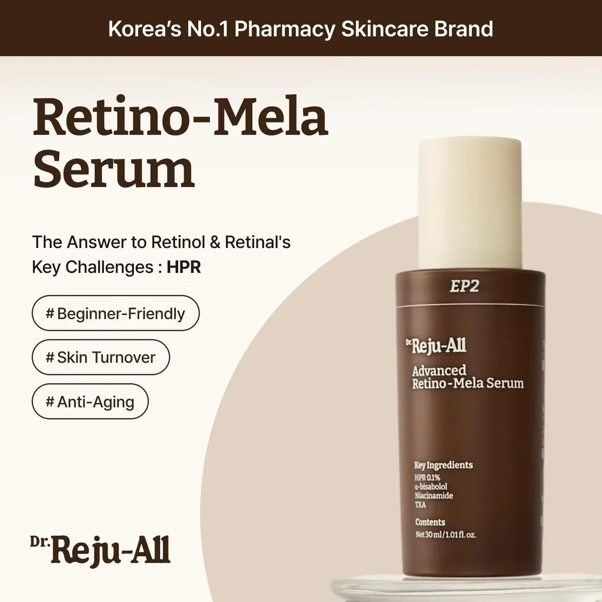 Dr.Reju-All Advanced Retino-Mela Serum fades dark spots and pigmentation
