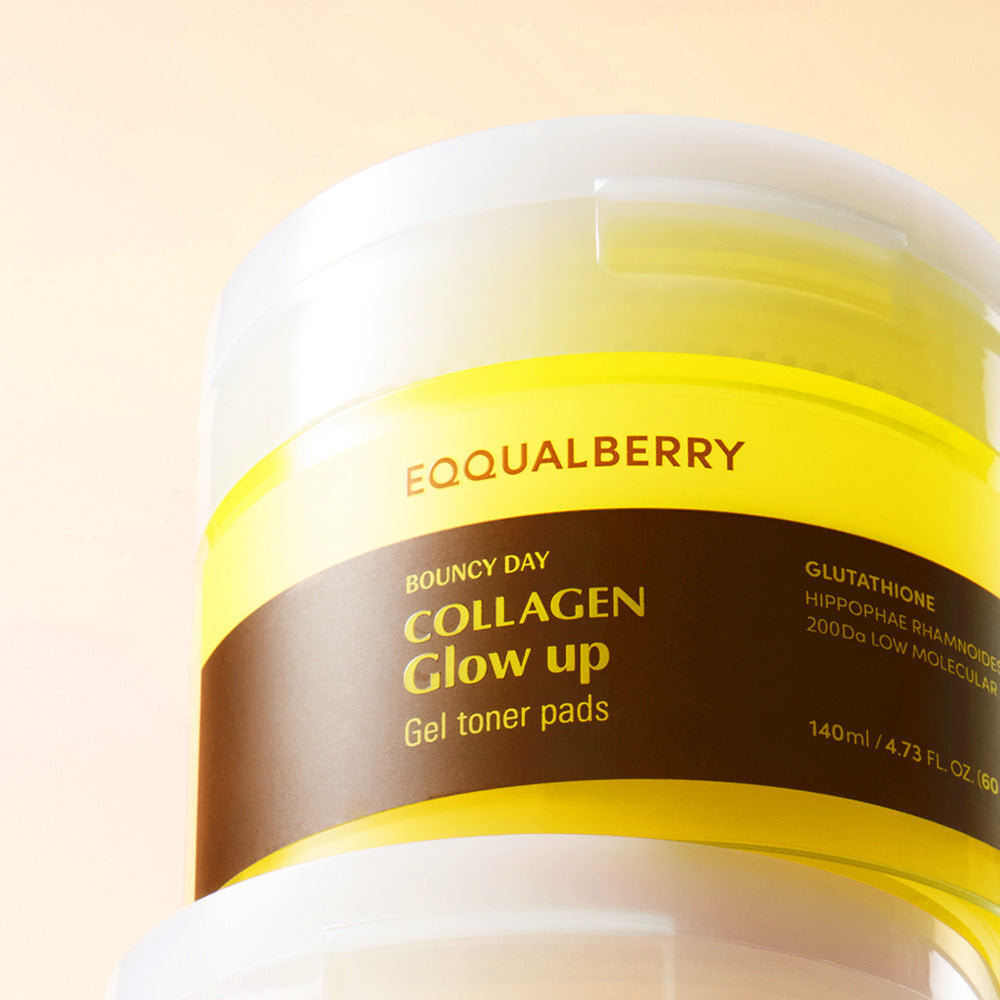 EQQUALBERRY Collagen Glow Up Gel Toner Pads — Dual-Use Pads for Daily and Intensive Care
