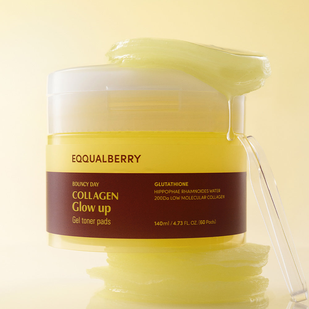 EQQUALBERRY Collagen Glow Up Gel Toner Pads — Glutathione and White Truffle for Brightening