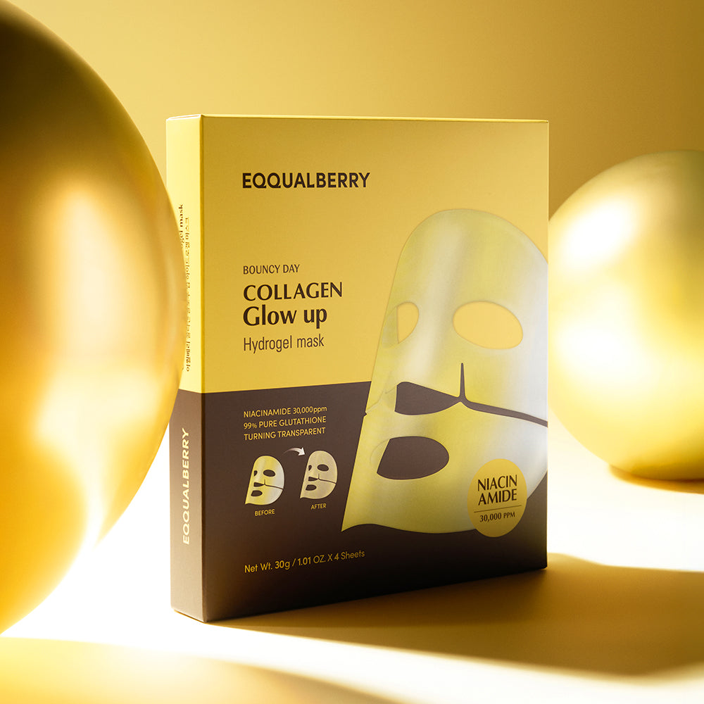 EQQUALBERRY Collagen Glow Up Hydrogel Mask — Niacinamide and Glutathione for Brightening