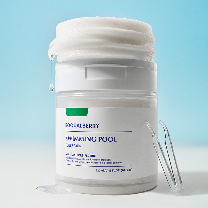 EQQUALBERRY Swimming Pool Toner Pads — Dual-Sided Pad Exfoliates and Refines Skin Texture