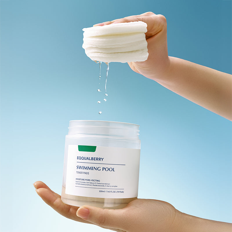 EQQUALBERRY Swimming Pool Toner Pads — Hyaluronic Acid and Cica for Soothing Hydration
