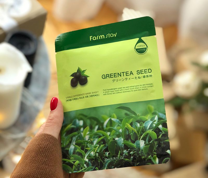 Farmstay Visible Difference Mask Sheet Green Tea Seed — green tea seed soothing sheet mask