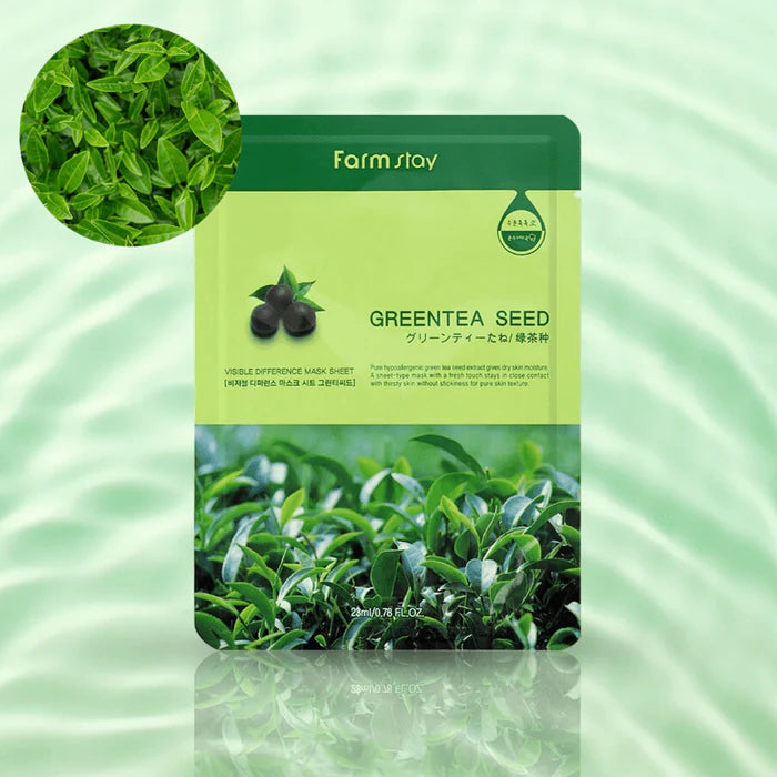 Farmstay Visible Difference Mask Sheet Green Tea Seed — green tea seed soothing sheet mask