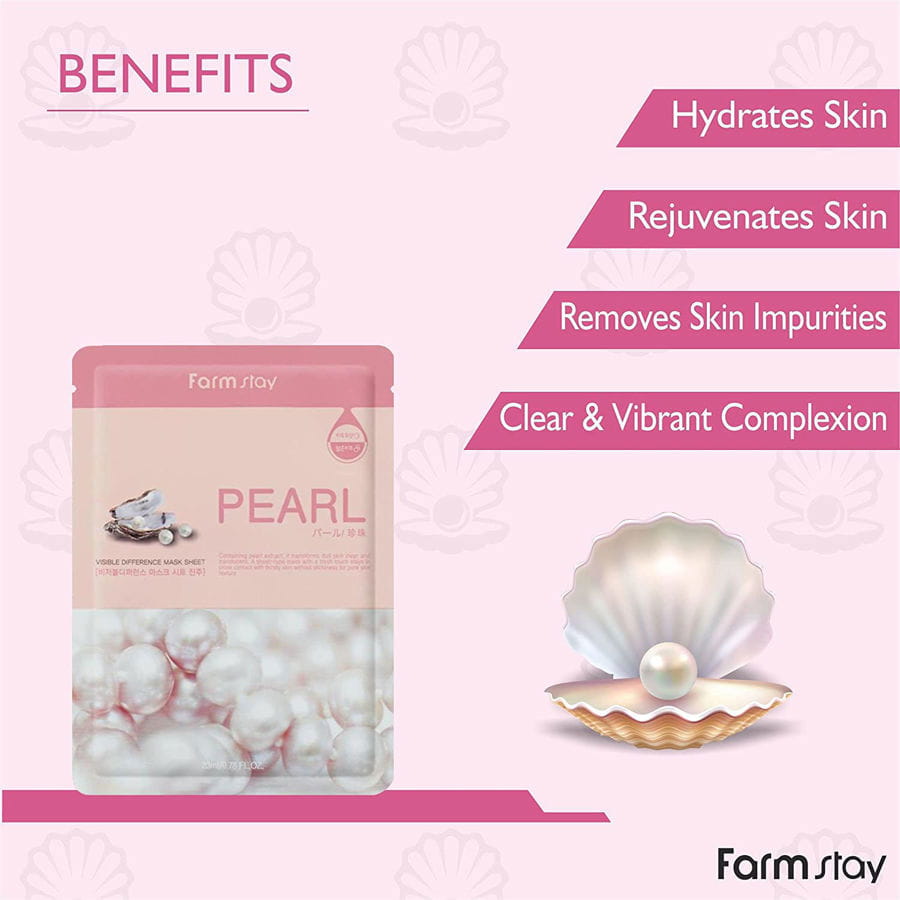 Farmstay Visible Difference Mask Sheet Pearl — pearl brightening sheet mask