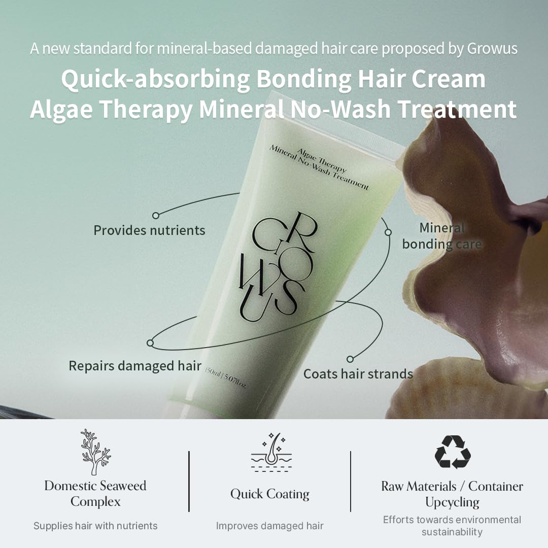 GROWUS Algae Therapy Mineral No-Wash Treatment — algae minerals nourish and revitalize hair