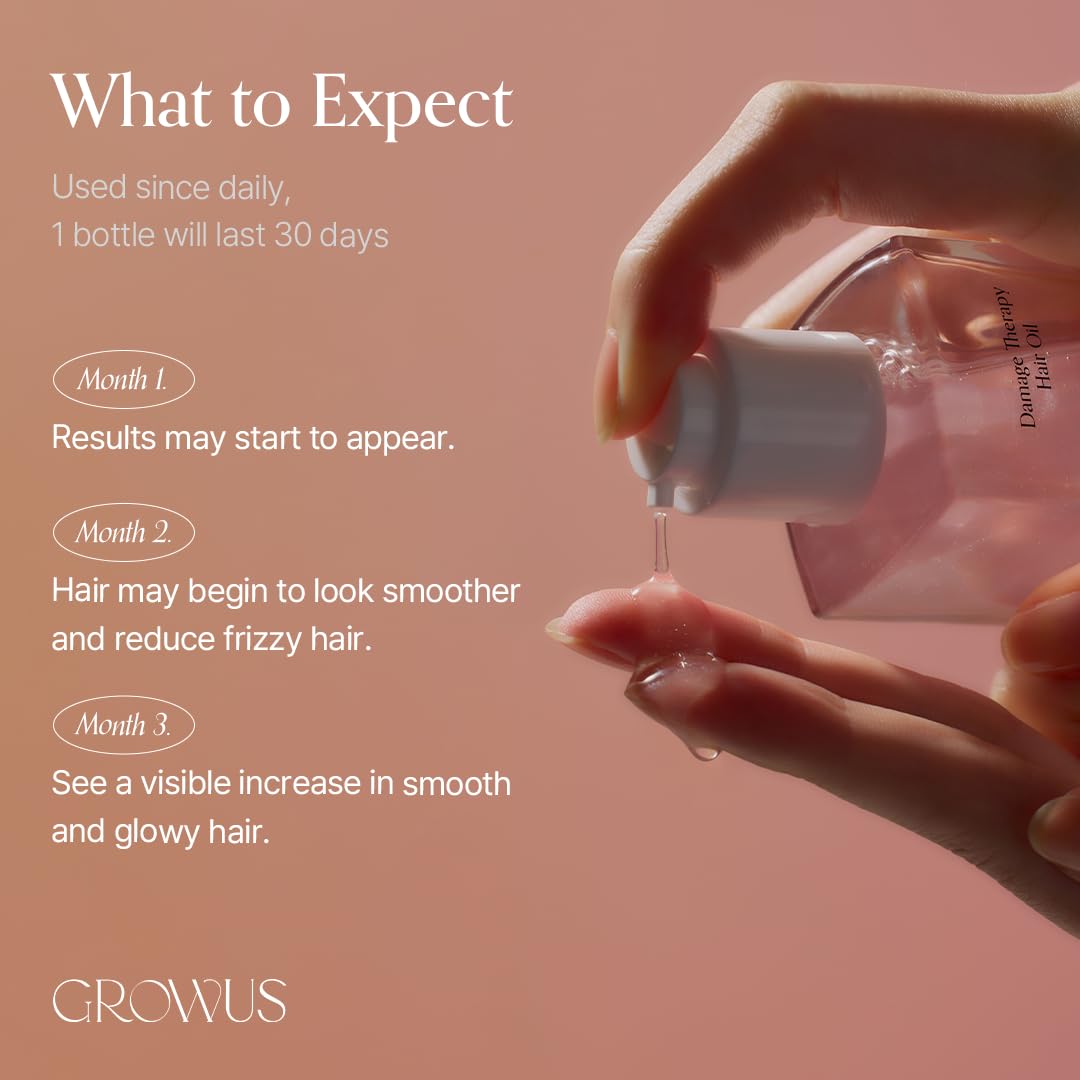 GROWUS Damage Therapy Hair Oil — tames frizz for sleek, manageable hair