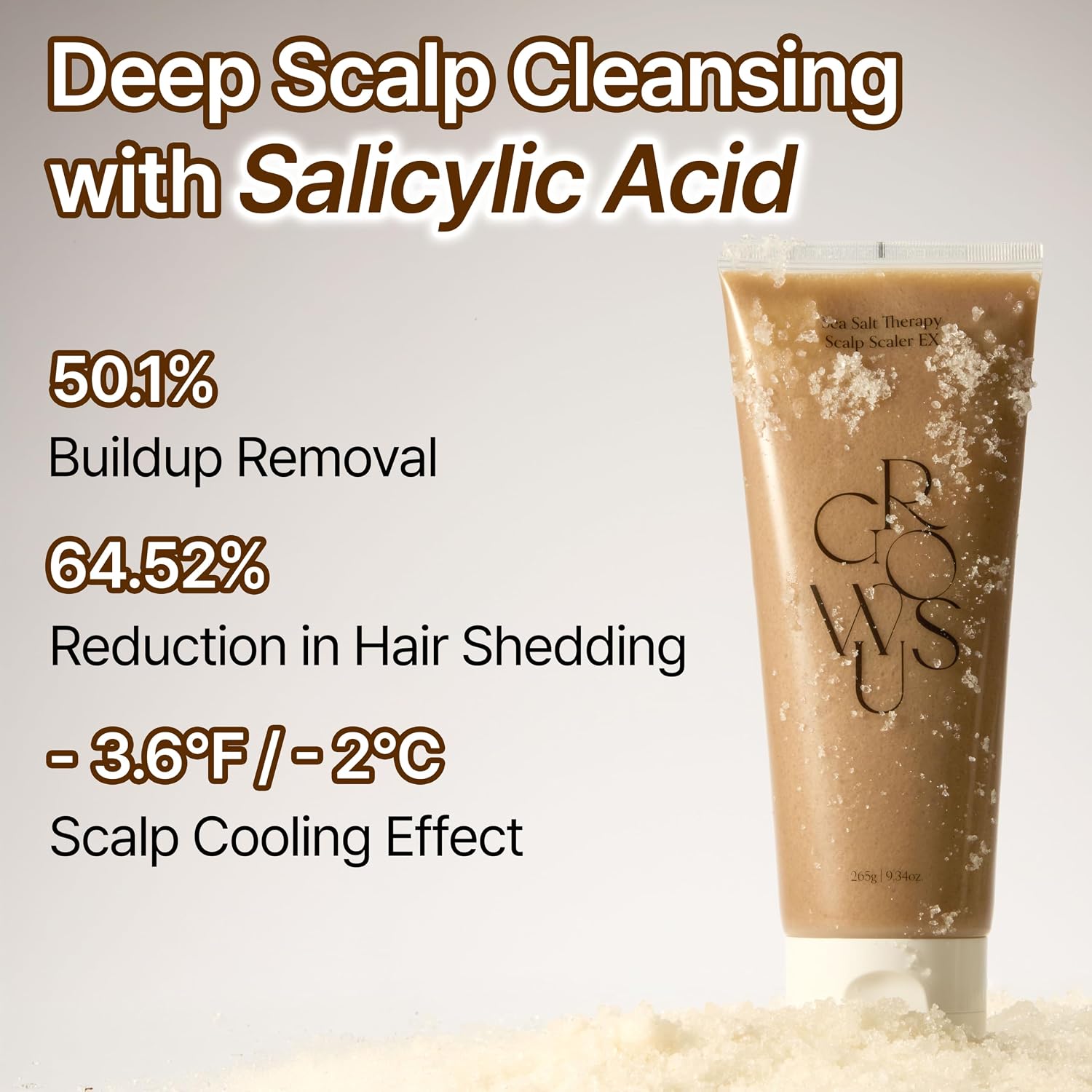 GROWUS Sea Salt Therapy Scalp Scaler — exfoliates and purifies the scalp