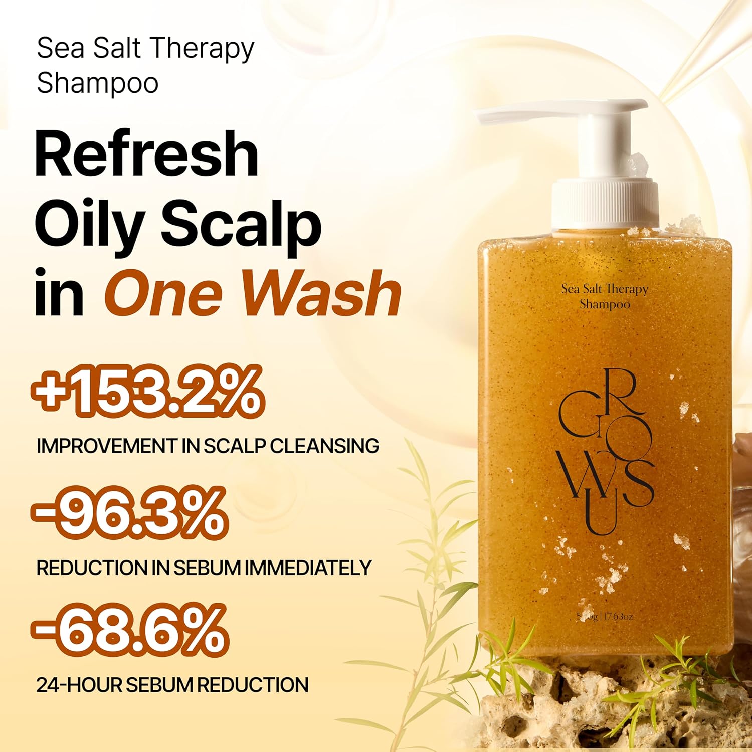 GROWUS Sea Salt Therapy Shampoo — sea salt purifies and refreshes the scalp
