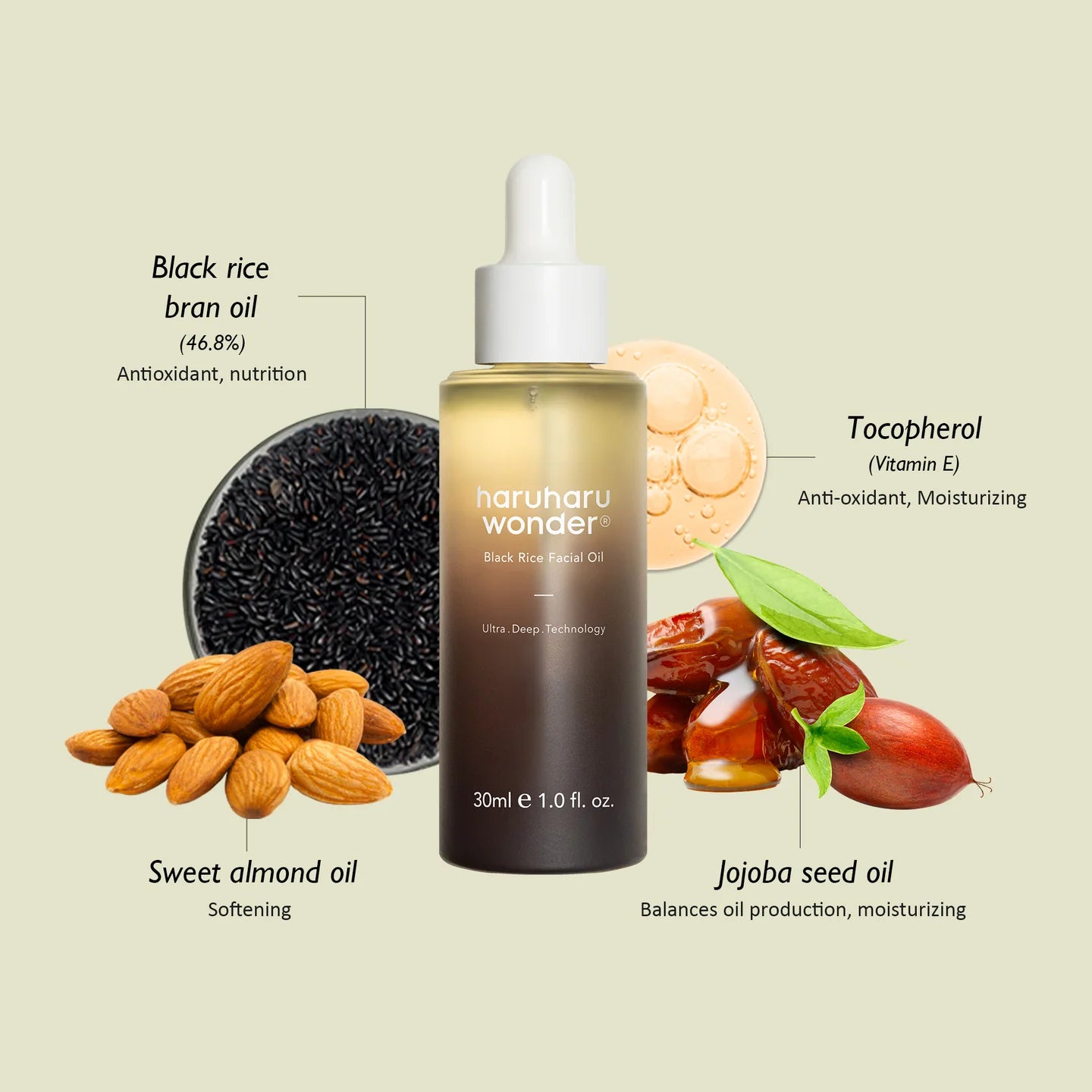haruharu wonder Black Rice Facial Oil 30ml — Korean nourishing facial oil
