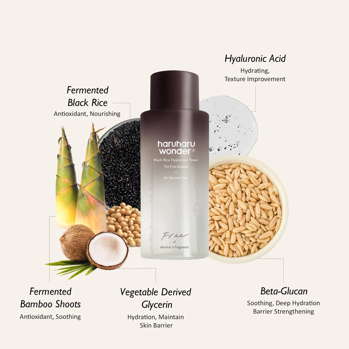 haruharu wonder Black Rice Hyaluronic Toner 150ml — Korean hydrating toner