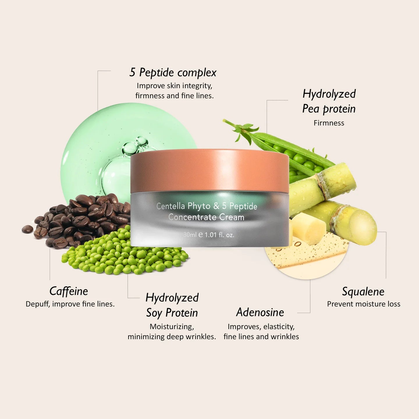 haruharu wonder Centella Phyto & 5 Peptide Concentrate Cream 30ml — Korean firming peptide cream