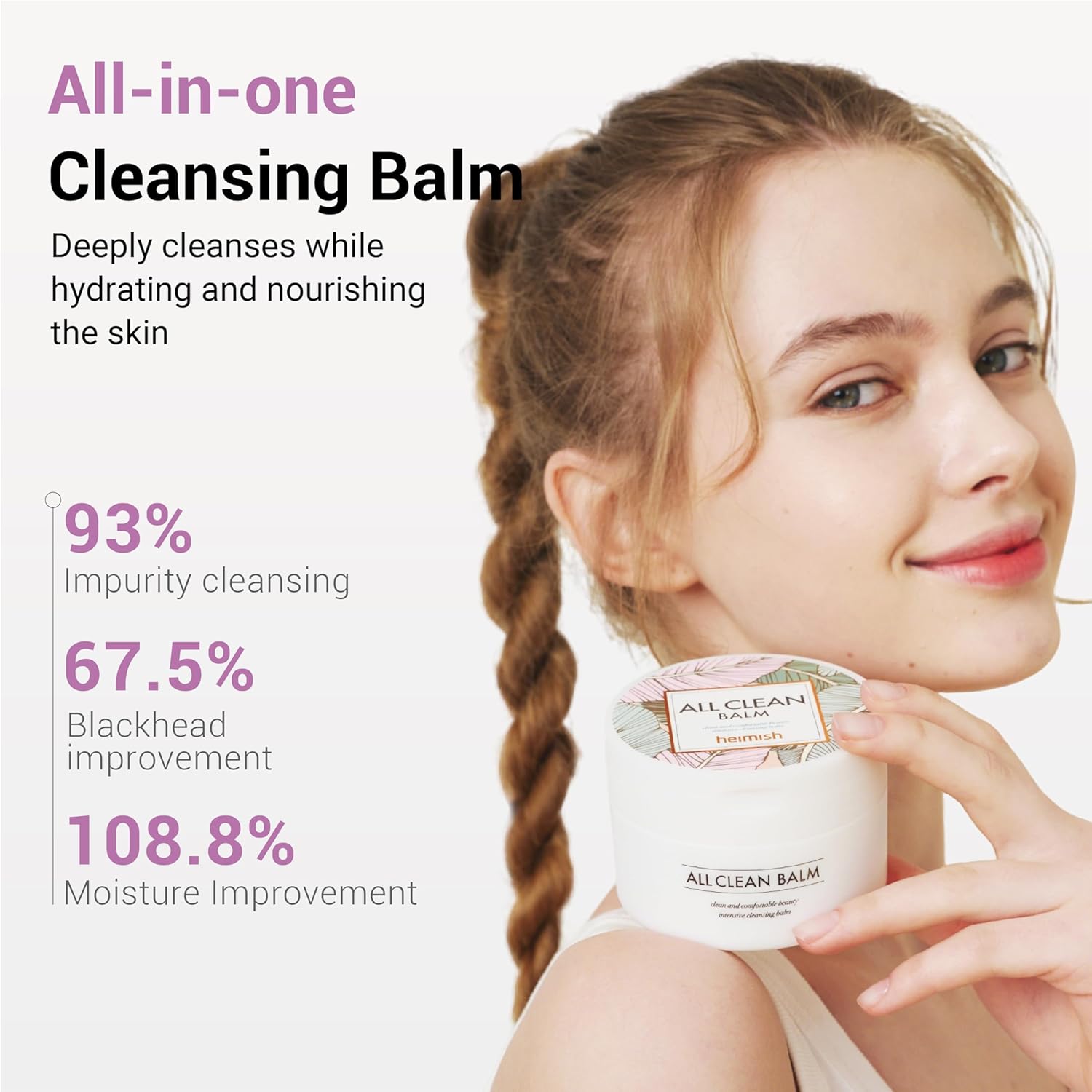 heimish All Clean Balm jar packaging with herbal cleansing formula