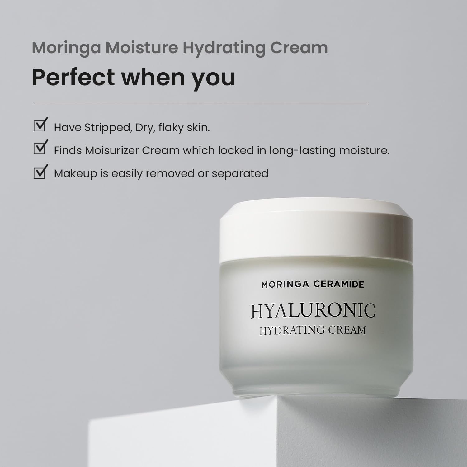 heimish Moringa Ceramide Hyaluronic Hydrating Cream absorbs without greasy residue