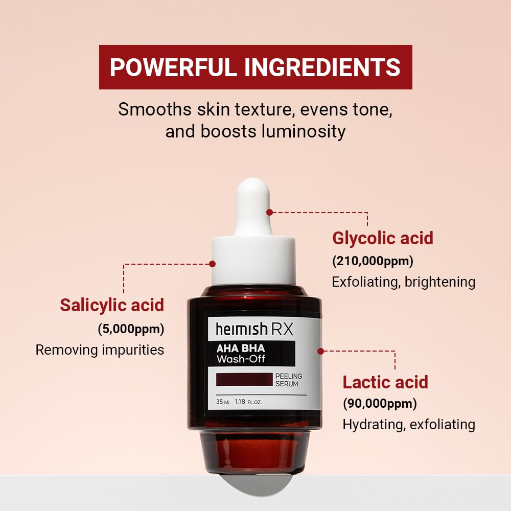 heimish RX AHA BHA Peeling Serum exfoliates with AHA and BHA acids