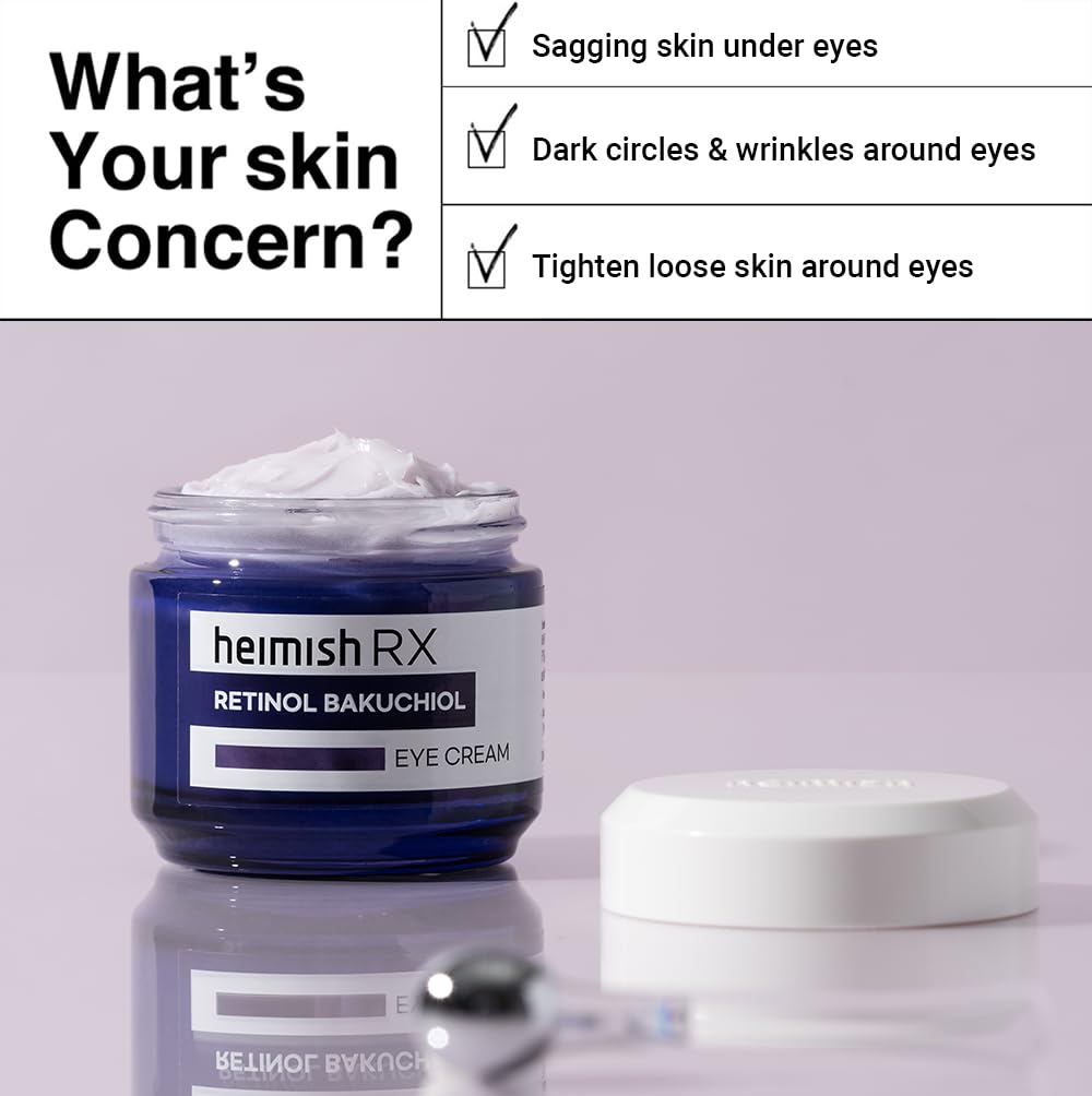 heimish RX Retinol Bakuchiol Eye Cream nightly use for younger-looking eyes