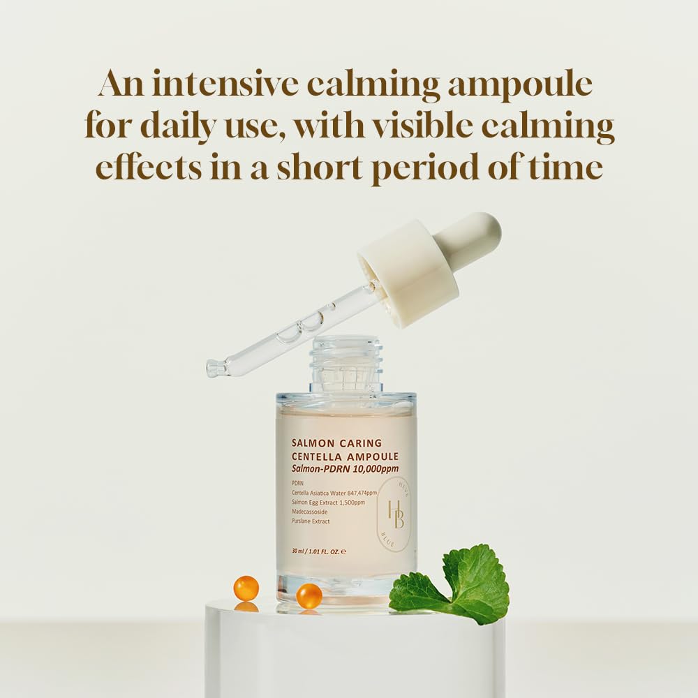 HEVEBLUE Salmon Caring Centella Ampoule — concentrated soothing ampoule with salmon PDRN