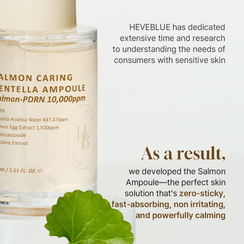 HEVEBLUE Salmon Caring Centella Ampoule 30ml bottle with dropper