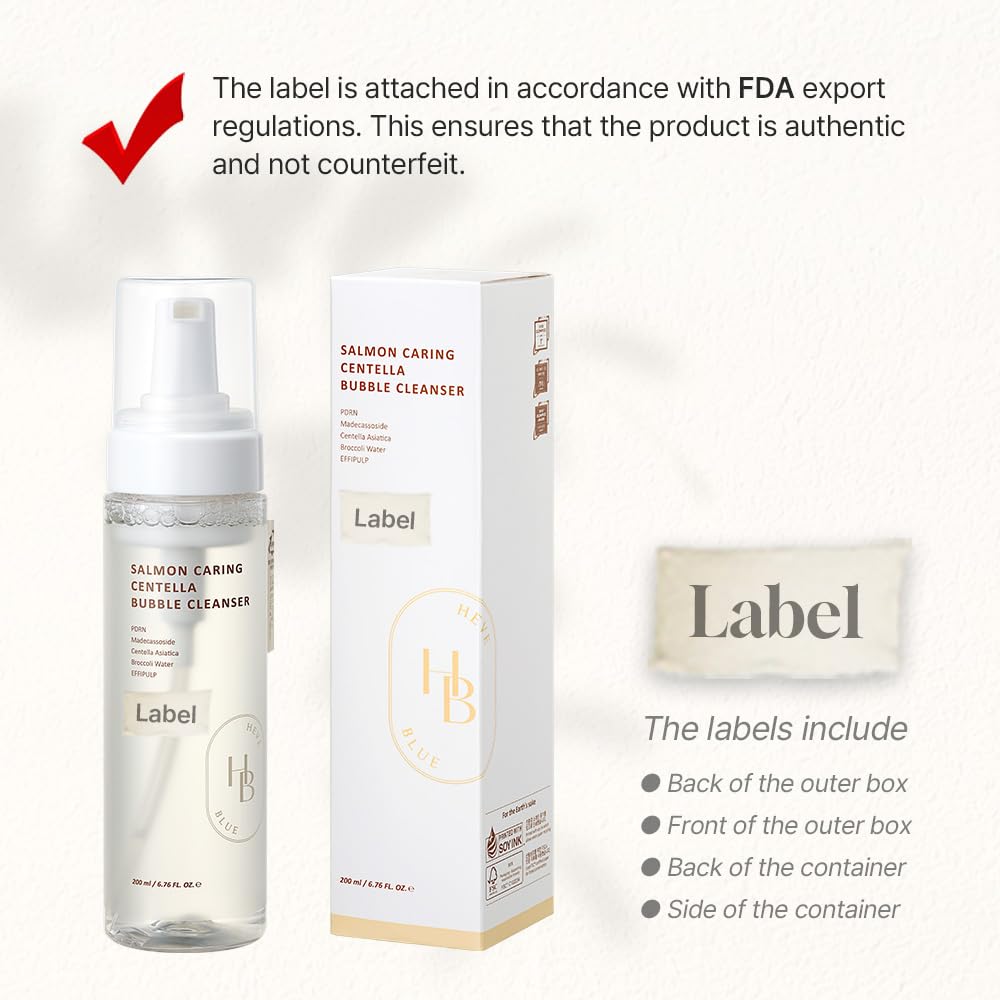 HEVEBLUE Salmon Caring Centella Bubble Cleanser 200ml packaging