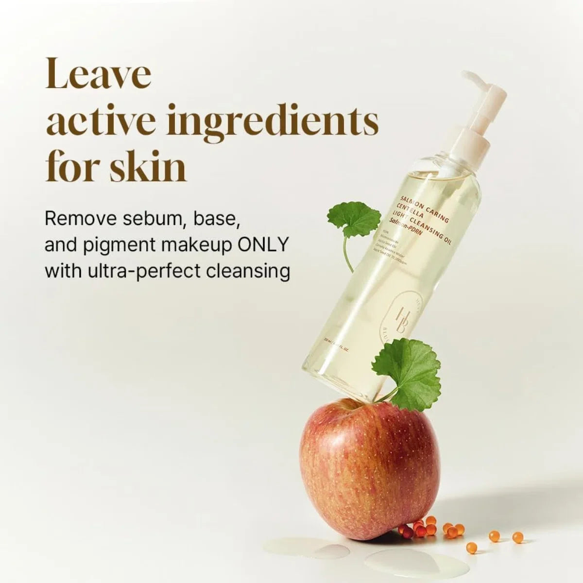 HEVEBLUE Salmon Caring Centella Light Cleansing Oil dissolves makeup and blackheads