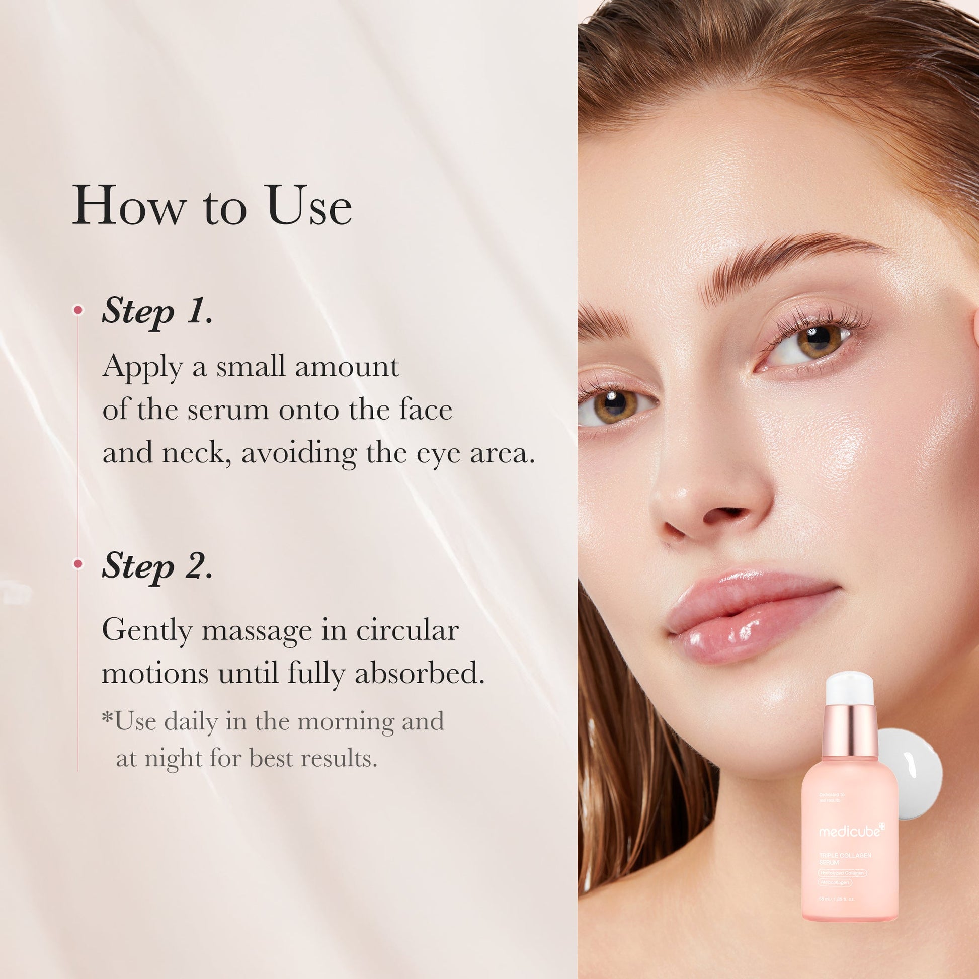 Apply a few drops after toner, morning and night, for firmer-looking skin